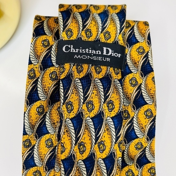 Christian Dior Monsieur Tie Navy and Gold Tone - Picture 4 of 6